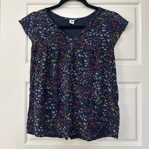 Navy Floral Blouse